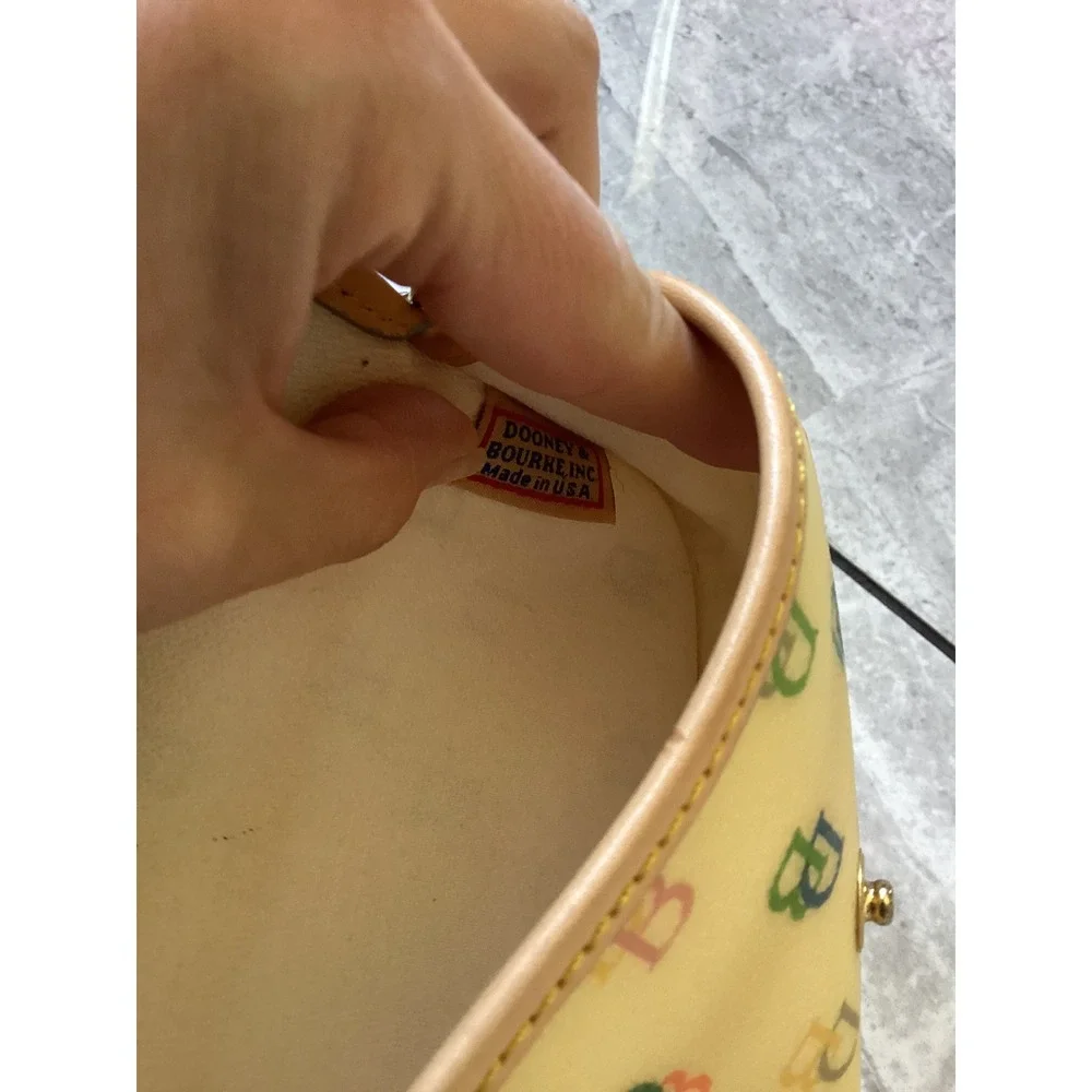 Dooney & Bourke Multi-Color Monogram Wristlet Pouch Cream Heart Charm Vintage